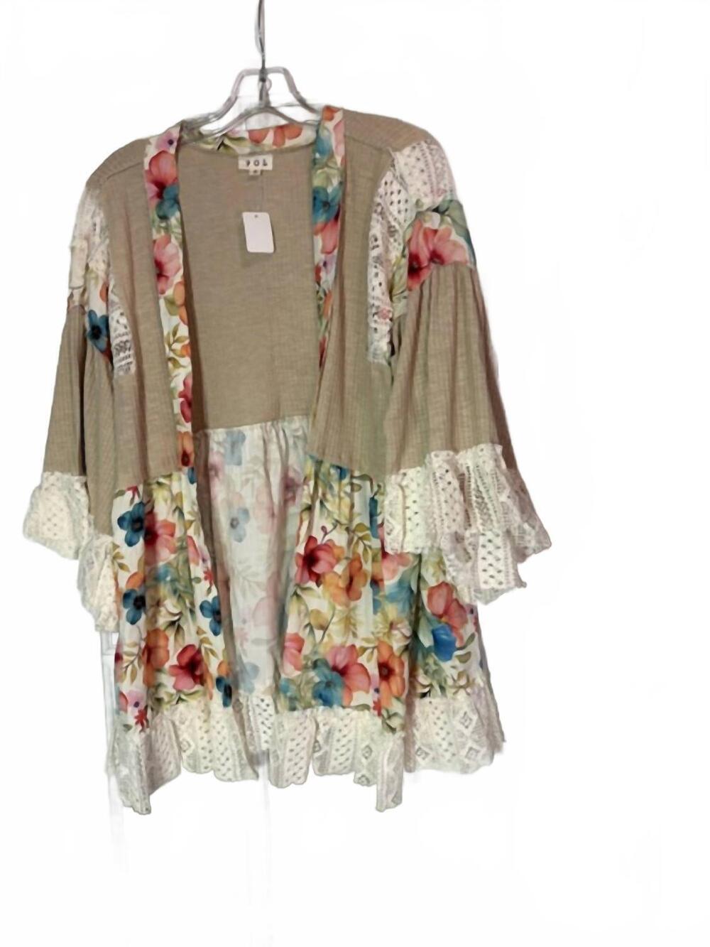 NEW POL women's open front mixed cardigan
